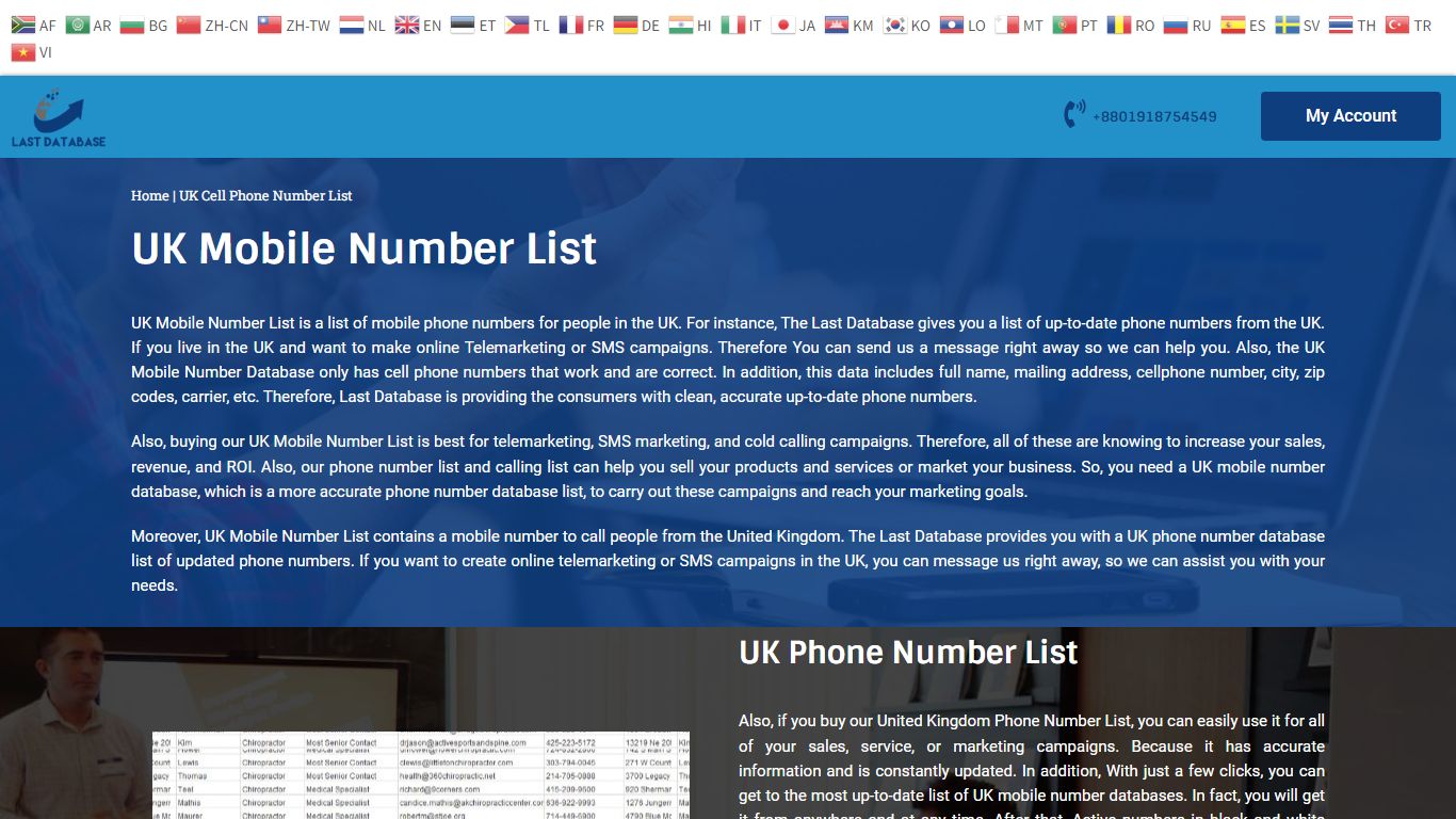 UK Mobile Number List Database | Last Database